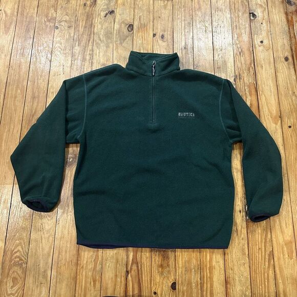 Vintage Nautica Competition Fleece Pullover Mens Large Green 90s Made in USA‎ - Picture 1 of 8